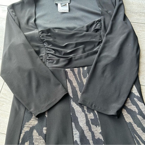 Frank Lyman Black and Leopard Print Square Neck Jersey Dress - Picture 11 of 13